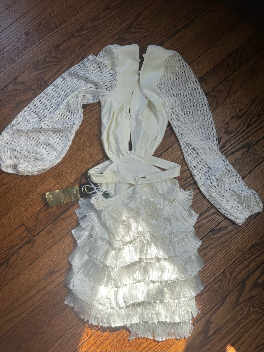 PatBO Ivory Fringe Mini Dress with Crochet Detail - Picture 2 of 3